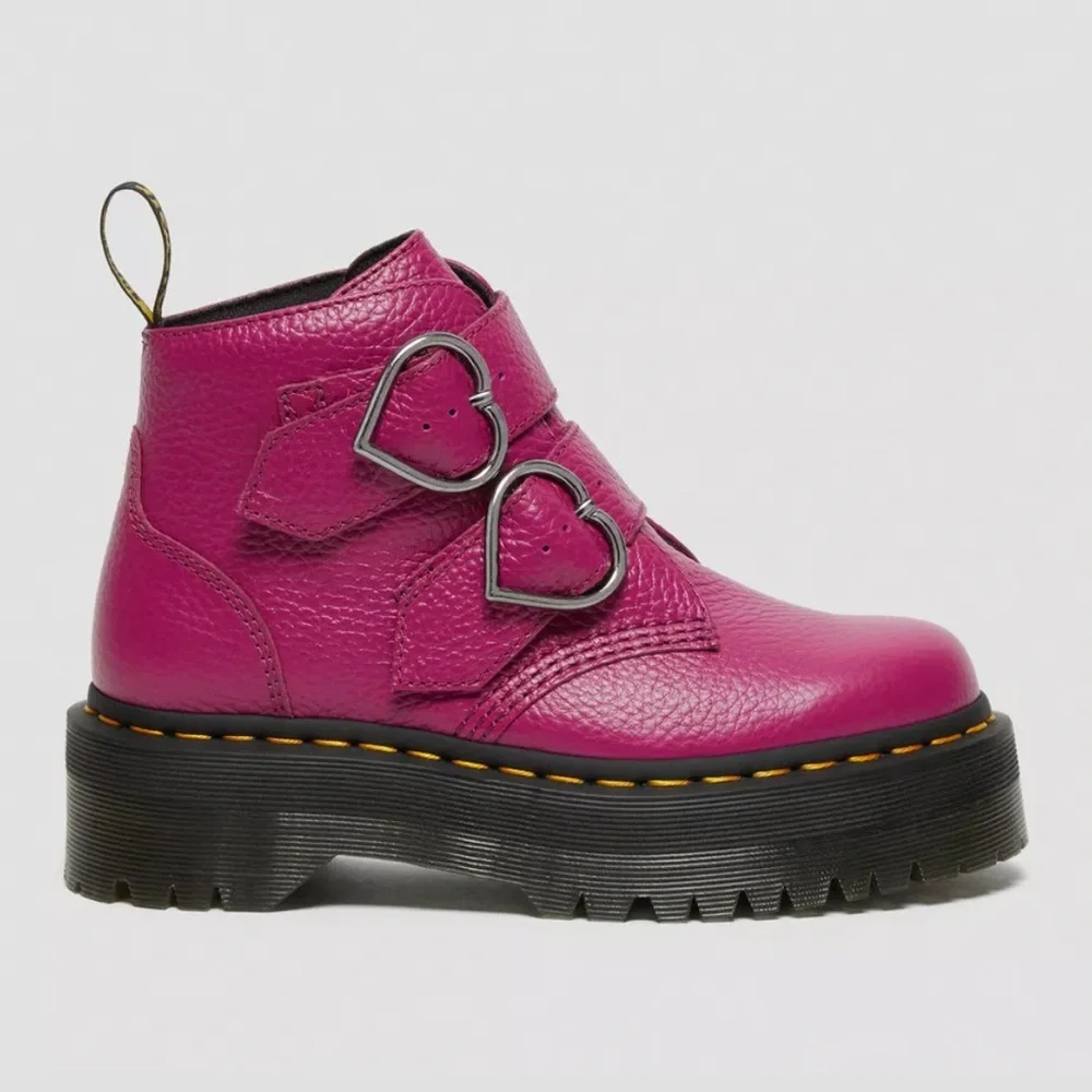 Dr. Martens Devon Heart Leather Platform Boots - Picture 3 of 11
